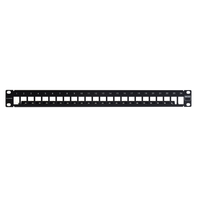 [TM-PNLZ-24-01] Patch Panel TERA-MAX Blindado de 24 Puertos, Modular (Vacío), Plano, Color Negro, 1UR