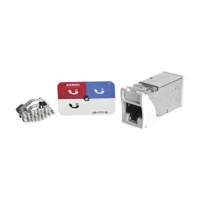 [Z6A-S02] Jack Z-Max Cat6A, Blindado, Montaje Híbrido en Placa de Pared (Plano y Angulado), Color Blanco