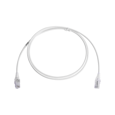Patch Cord MC6 Modular Cat6 UTP, CM/LS0H, 1.52 Metros (5 Pies), Color Blanco, Diámetro Reducido (28AWG), Versión Bulk (Sin Empaque Individual)