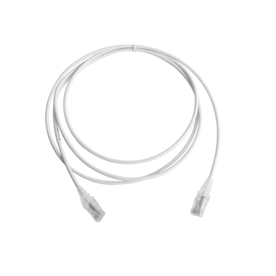 [MC6-07-02-28B] Patch Cord MC6 Modular Cat6 UTP, CM/LS0H, 2.13 Metros (7 Pies), Color Blanco, Diámetro Reducido (28AWG), Versión Bulk (Sin Empaque Individual)