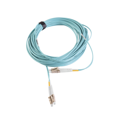 Jumper de Fibra Óptica Multimodo 50/125 XGLO OM3, LC-LC Duplex, OFNR, Color Aqua, 10 Metros (32.81 Pies)