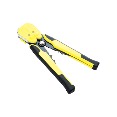 [JX-1301] Pinza multifuncional Pelacables, con terminal de pestaña, prensado automático de color amarillo.     