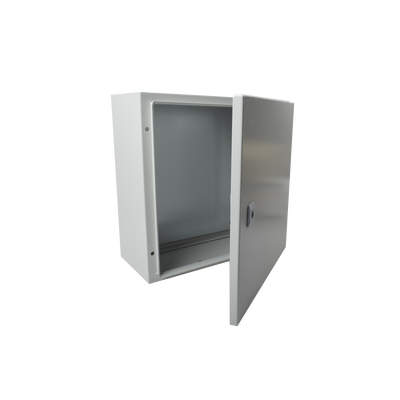[PST-4040-20A] Gabinete de Acero IP66 Uso en Intemperie (400 x 400 x 200 mm) con Placa Trasera Interior de Metal y Compuerta Inferior Atornillable (Incluye Chapa y Llave T).