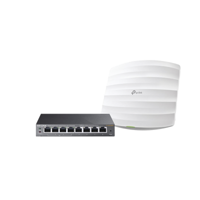 [EAP-STARTER-KIT-245PE] Kit de access point EAP245 y switch PoE TL-SG108PE, doble banda AC, hasta 1750 Mbps, 1 puerto Gigabit