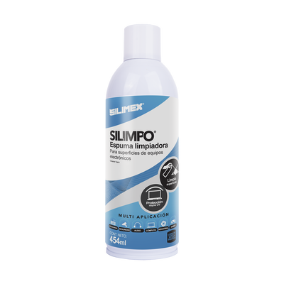 [SILIMPO] Espuma Limpiadora para Todo Tipo de Superficies Plásticas y Metálicas de Sistemas de Vídeo, Audio, Telefonía y Equipo de Cómputo, Contiene Protectores de Rayos UV, 454 ml