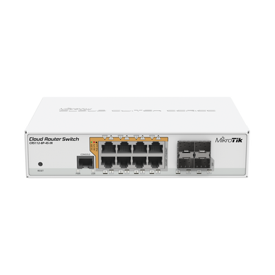 [CRS112-8P-4S-IN] Cloud Router Switch Administrable L3, 8 puertos 10/100/1000 Mbps c/PoE Pasivo ó 802.3af/at, 4 Puertos SFP