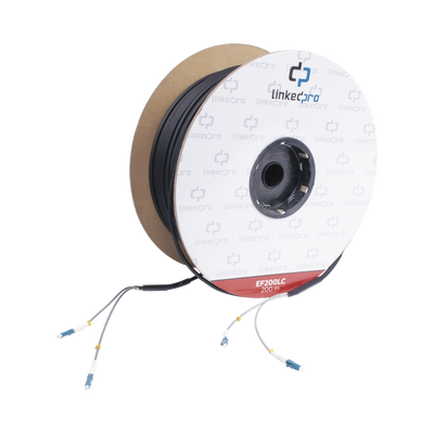 [EF-200-LC] Carrete de Fibra Óptica Monomodo con Conectores LC-LC Duplex, Reforzada con Kevlar, de 200 Metros (656.17 Pies), Para Instalaciones Subterráneas por Tubería