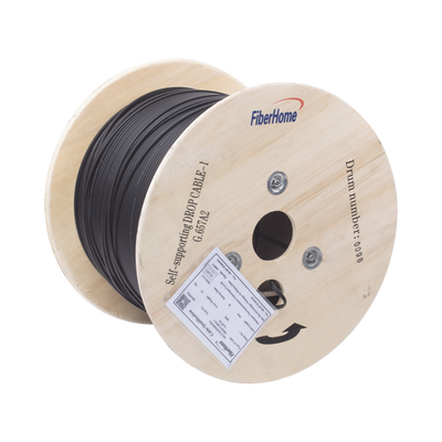 [IC-FIG8A2-1C] Carrete de 1 km de Fibra Óptica Aérea Mini Figura 8 G.657A2 Tipo Drop, Monomodo de 1 Hilo (Unifibra), Color Negro, Span 80