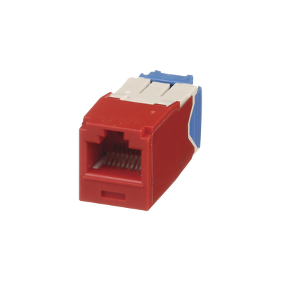 [CJ6X88TGRD] Conector Jack RJ45 Estilo TG, Mini-Com, Categoría 6A, de 8 Posiciones y 8 Cables, Color Rojo