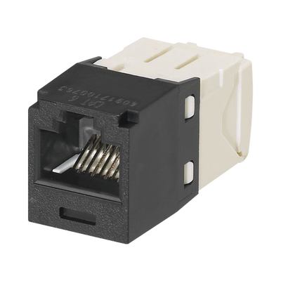 [CJ688TGBL] Conector Jack RJ45 Estilo TG, Mini-Com, Categoría 6, de 8 Posiciones y 8 Cables, Color Negro
