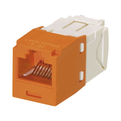 [CJ688TGOR] Conector Jack RJ45 Estilo TG, Mini-Com, Categoría 6, de 8 Posiciones y 8 Cables, Color Naranja