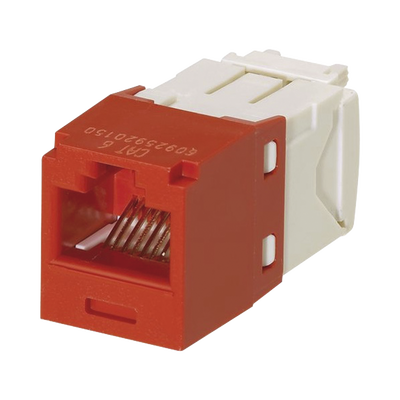 [CJ688TGRD] Conector Jack RJ45 Estilo TG, Mini-Com, Categoría 6, de 8 Posiciones y 8 Cables, Color Rojo