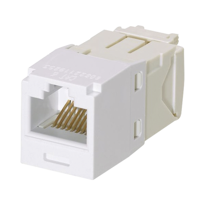 [CJ688TGWH] Conector Jack RJ45 Estilo TG, Mini-Com, Categoría 6, de 8 Posiciones y 8 Cables, Color Blanco