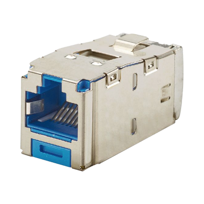 [CJS6X88TGBUY] Conector Jack RJ45 Blindado, Estilo TG, Mini-Com, Categoría 6A, de 8 Posiciones y 8 Cables, Color Azul