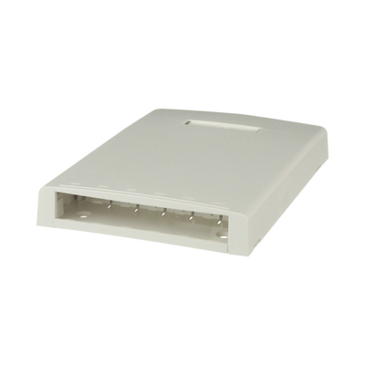 [CBXF6IW-AY] Caja de Montaje en Superficie, con Accesorio para Resguardo de Fibra Óptica, para 6 Módulos Mini-Com, Color Blanco Mate