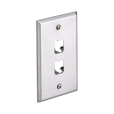 [CFP2SY] Placa de Pared Vertical, de Acero Inoxidable, Salida Para 2 Puertos Mini-Com