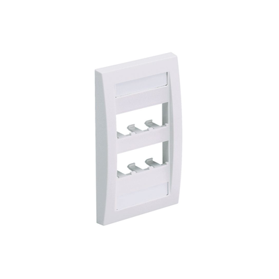[CFPE6IWY] Placa de Pared Vertical Ejecutiva, Salida Para 6 Puertos Mini-Com, Con Espacios Para Etiquetas, Color Blanco Mate