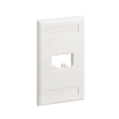 [CFPL2IWY] Placa de Pared Vertical Clásica, Salida Para 2 Puertos Mini-Com, Con Espacios Para Etiquetas, Color Blanco Mate