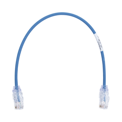 [UTP28SP1BU] Cable de Parcheo TX6, UTP Cat6, Diámetro Reducido (28AWG), Color Azul, 0.3 Metros (1 Pie)