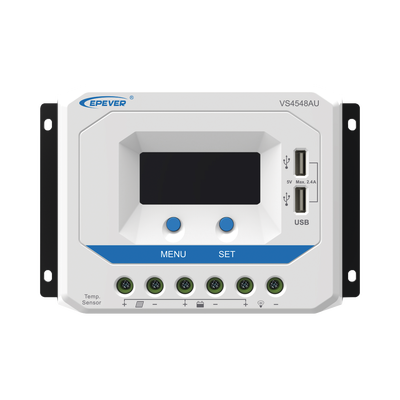 [VS-4548-AU] Controlador Solar de Carga PWM 12/24/36/48 V 45 A, Salida USB, con Display