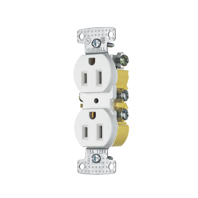 [HUB-RR15W] Contacto Duplex 15A 125V/ 2 Polos 3 Hilos/ Nema 5-15R/ Color Blanco.