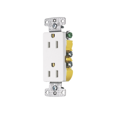 [HUB-RRD15W] Contacto Duplex Decorador 15A 125V, 2 Polos, 3 Hilos, Color  Blanco (Nema5-15R).
