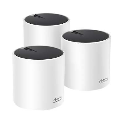[DECOX55-3PACK] Kit 3 Routers Inalámbricos MESH Interior para Hogar / Doble Banda Wi-Fi 6 AX3000 Mbps / 3 Puerto Gigabit WAN/LAN / 2 Antenas Internas / Administración Mediante la App Deco (iOS, Android) / Protección HomeShield