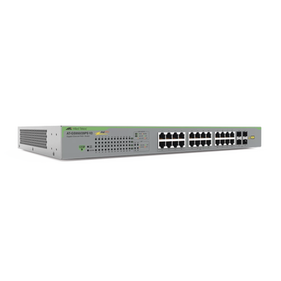 [AT-GS950/28PS-V2-10] Switch PoE+ Gigabit WebSmart de 24 puertos 10/100/1000 Mbps + 4 puertos SFP Gigabit, 185 W, Version 2