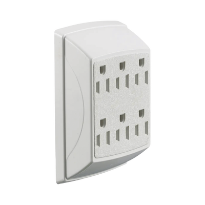 [HUB-RT-600-W] Multicontacto Dúplex con 6 Salidas/ 15 A 125 V CA/ 2 Polos 3 Hilos / Color Blanco.