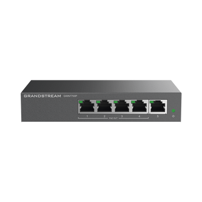 [GWN7700P] Switch PoE+ Gigabit No Administrable / 5 puertos 10/100/1000 Mbps / 4 puertos PoE+ / hasta 60W