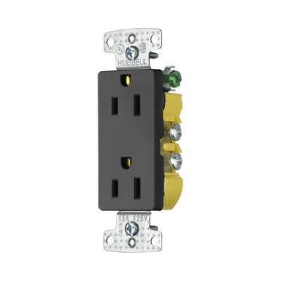 [HUB-RRD-15BK] Contacto Duplex Decorador 15A 125V / 2 Polos 3 Hilos/ Nema5-15R / Color Negro.