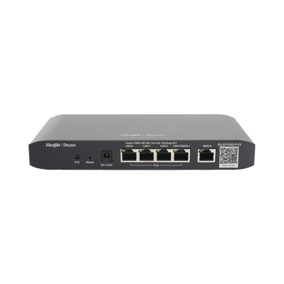 [RG-EG105G-P-V3] Router Balanceador con Función SD-WAN, PoE+ hasta 54 Watts, Hasta 2 Servicios de Internet y hasta 100 clientes con desempeño de 600 Mbps