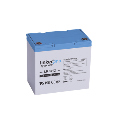 [LK5512] Batería 12 V / 55 Ah / UL / Tecnología AGM / Vida útil promedio de 5 años / Para uso en equipo electrónico, Alarmas de Intrusión / Incendio/ Control de acceso / Video Vigilancia / T2