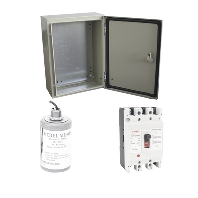 [PL100ACA] Kit de Centro de Carga Trifasico Para Corriente Alterna, Breaker de hasta 690 Vc de 100 A con Supresor de Descargas Atmosféricas.
