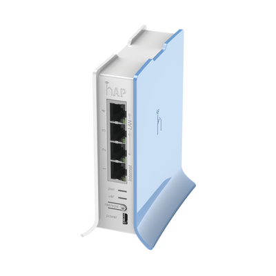 [RB941-2ND-TC] (hAP lite TC) 4 Puertos Fast Ethernet, Wi-Fi 2.4 GHz 802.11 b/g/n y base tipo Torre
