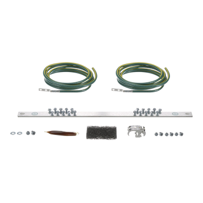 [RGRKCBNJEJY] Kit de Puesta a Tierra con dos Jumpers 6 AWG y Barra de Conexiones de 20 Orificios, para Rack de 19in