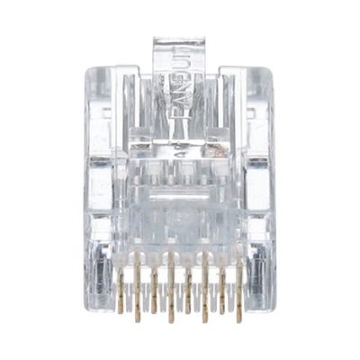 [MP588-L] Plug RJ45 Cat5e, Para Cable UTP de Calibres 24-26 AWG, Chapado en Oro de 50 Micras, Paquete de 50 Piezas