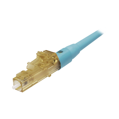 [FLCSMCXAQY] Conector de Fibra Óptica LC Simplex OptiCam, Multimodo 50/125 OM3/OM4, Pre-pulido, Color Aqua