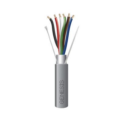 [2206-1109/1000] Bobina de 305 Metros (1000 Pies) de Cable / 6 x 22 AWG Blindado / Riser / Color Gris / Para Aplicaciones de Audio, Seguridad y Control
