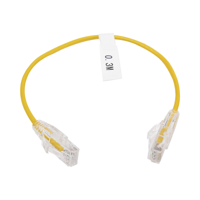 [LP-UT6-030-YE28] Cable de Parcheo Slim UTP Cat6 - 30 cm (11.81 Pulgadas) Amarillo Diámetro Reducido (28 AWG)