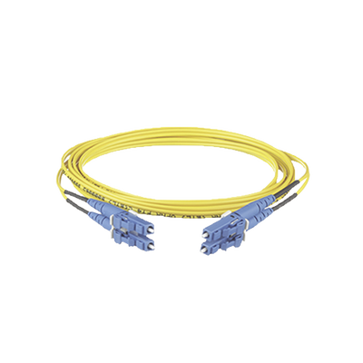 [F92ERLNLNSNM030] Jumper de Fibra Optica Monomodo 9/125 OS2, LC-LC Duplex, OFNR (Riser), Color Amarillo, 30 Metros (98.43 Pies)