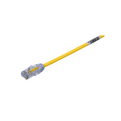 [UTP28X15YL] Cable de Parcheo UTP Cat6A, CM/LSZH, Diámetro Reducido (28AWG), Color Amarillo, 4.57 Metros (15 Pies)