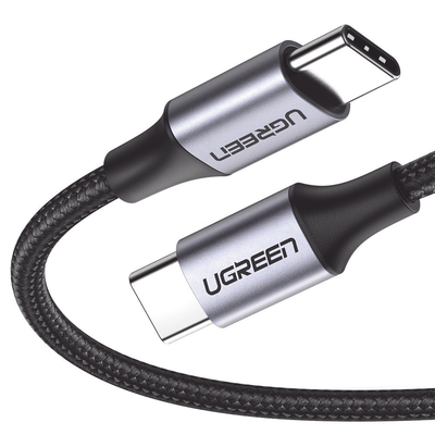 [50150] Cable USB-C a USB-C | 1 Metro (3.28 Pies) | Transferencia de Datos de 480 Mbps | Carga Rápida de Hasta 60W | QC 4.0/3.0/2.0 | PD3.0 | FPC | AFC | Protección Integrada | Caja de Aluminio | Nylon Trenzado | Color Negro